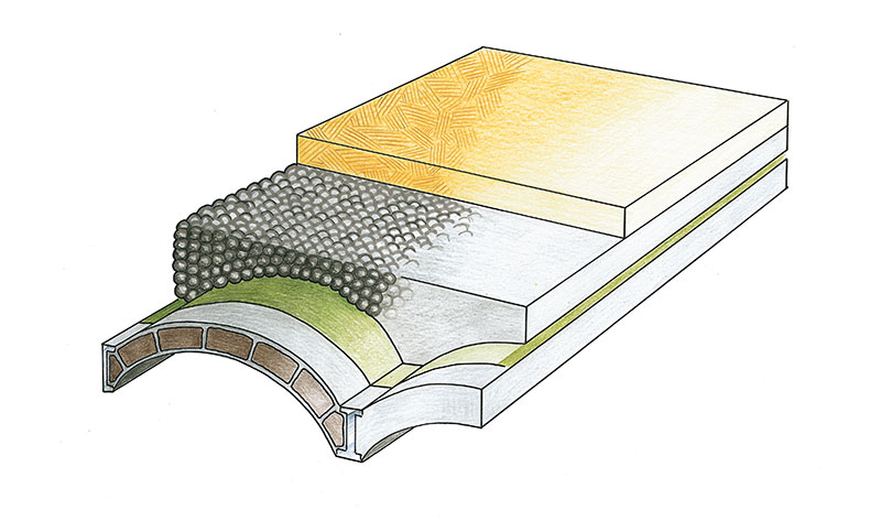 Lehký beton Liapor Mix na klenbách pod podlahové desky