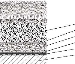 Extenzivní zazelenění - souvrství s izolací a drenážní vrstvou